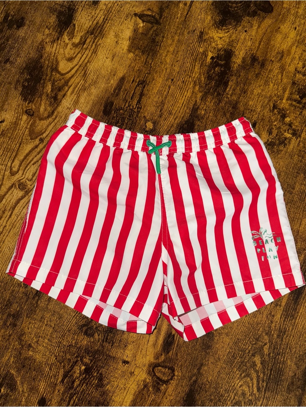 Zara Red and White Striped Kids Swim Trunks
